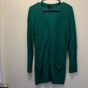 Torrid green knee length cardigan size 00